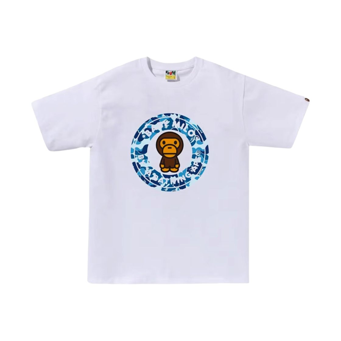 0ZXTEMX10003M BAPE ABC Camo Milo Busy Works T-Shirt White Blue
