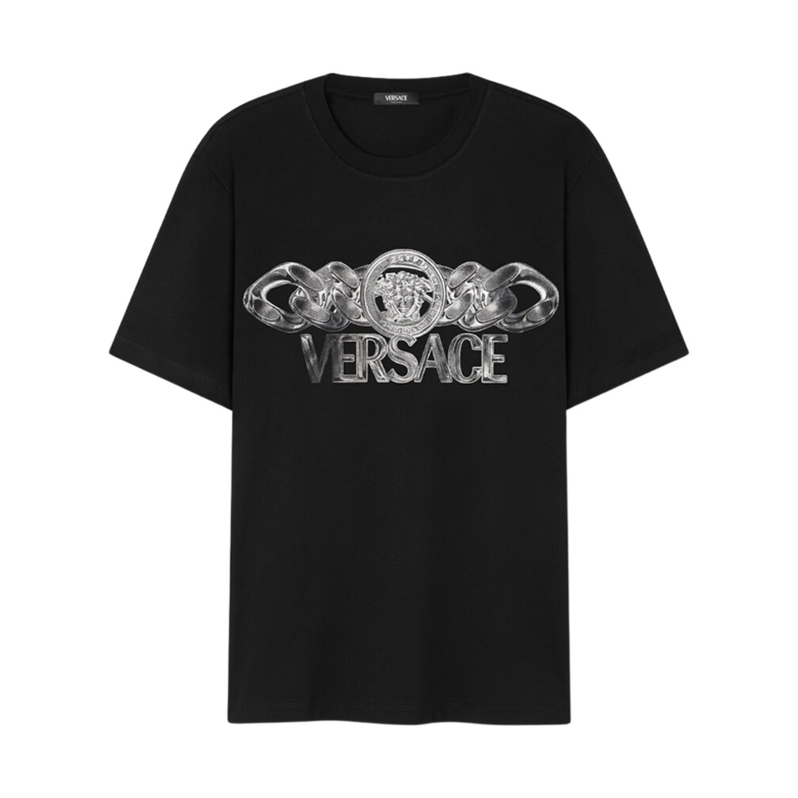 베르사체 메두사 체인 티셔츠 블랙 프린트(Versace Medusa On Chain T-Shirt Black Print)