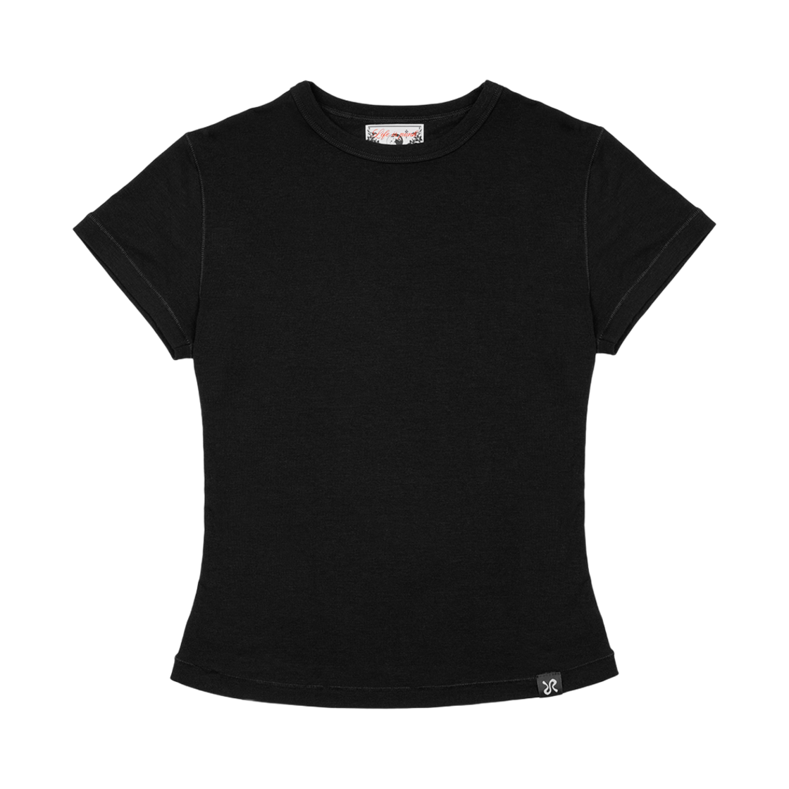 러프넥 아웃스티치 소프트 티셔츠 블랙