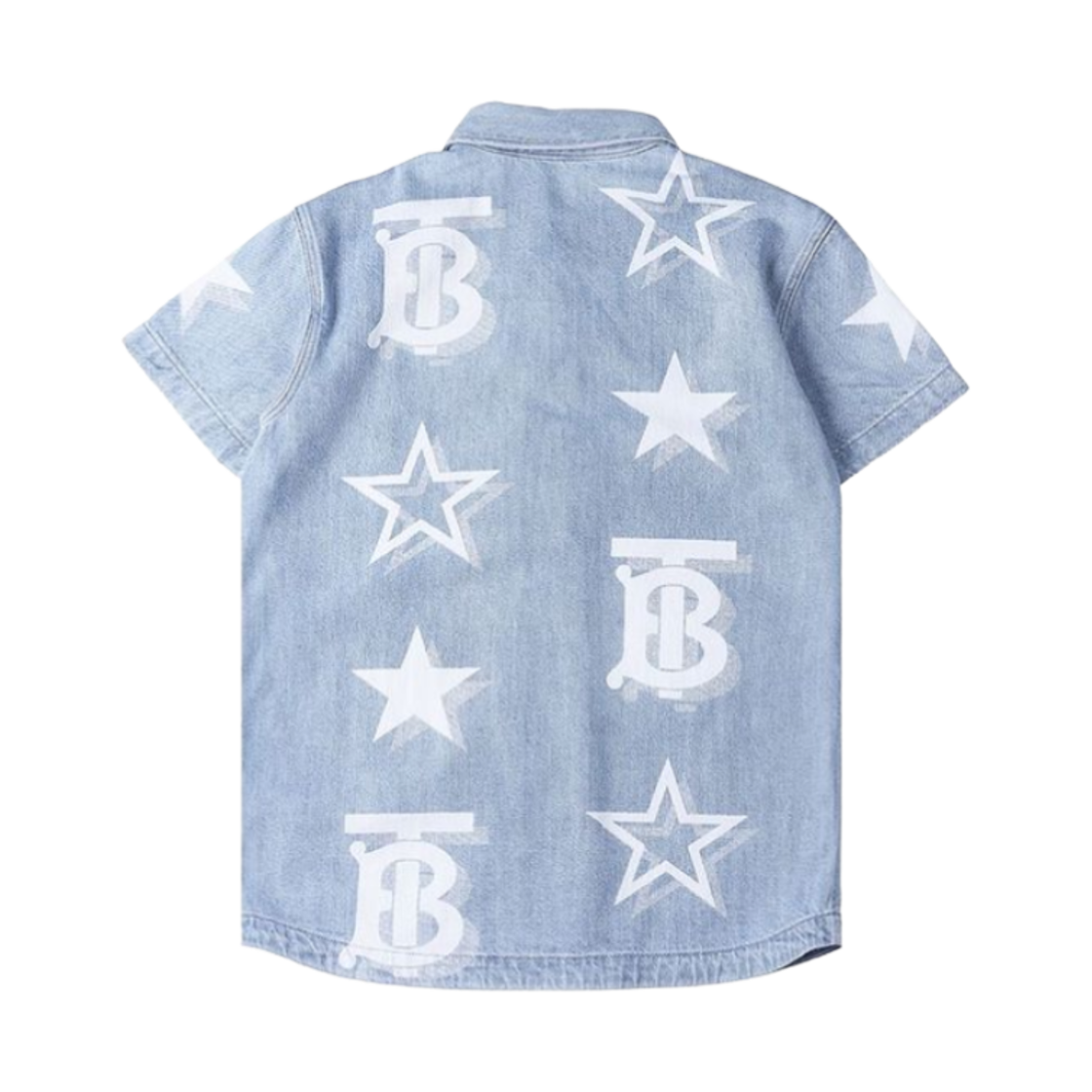 (키즈) 버버리 TB 스타 모티프 데님 셔츠 페일 블루((Kids) Burberry TB Star Motif Denim Shirt Pale Blue) - 2