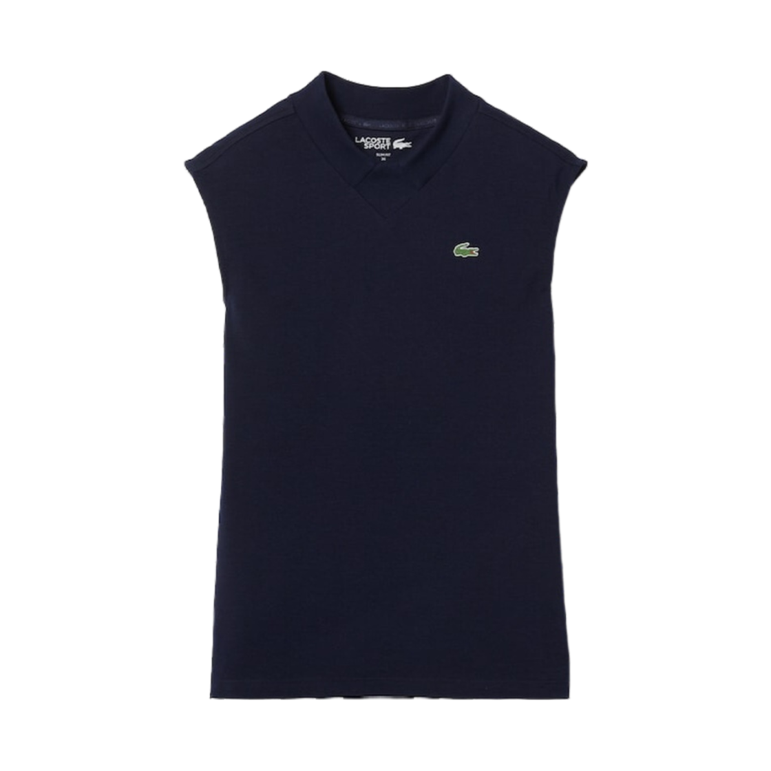 (W) 라코스테 슬리브리스 골프 폴로 네이비 블루((W) Lacoste Sleeveless Golf Polo Navy Blue) - 1