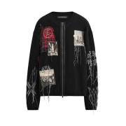 Zara x Andersson Bell Jacquard Patch Cardigan Black