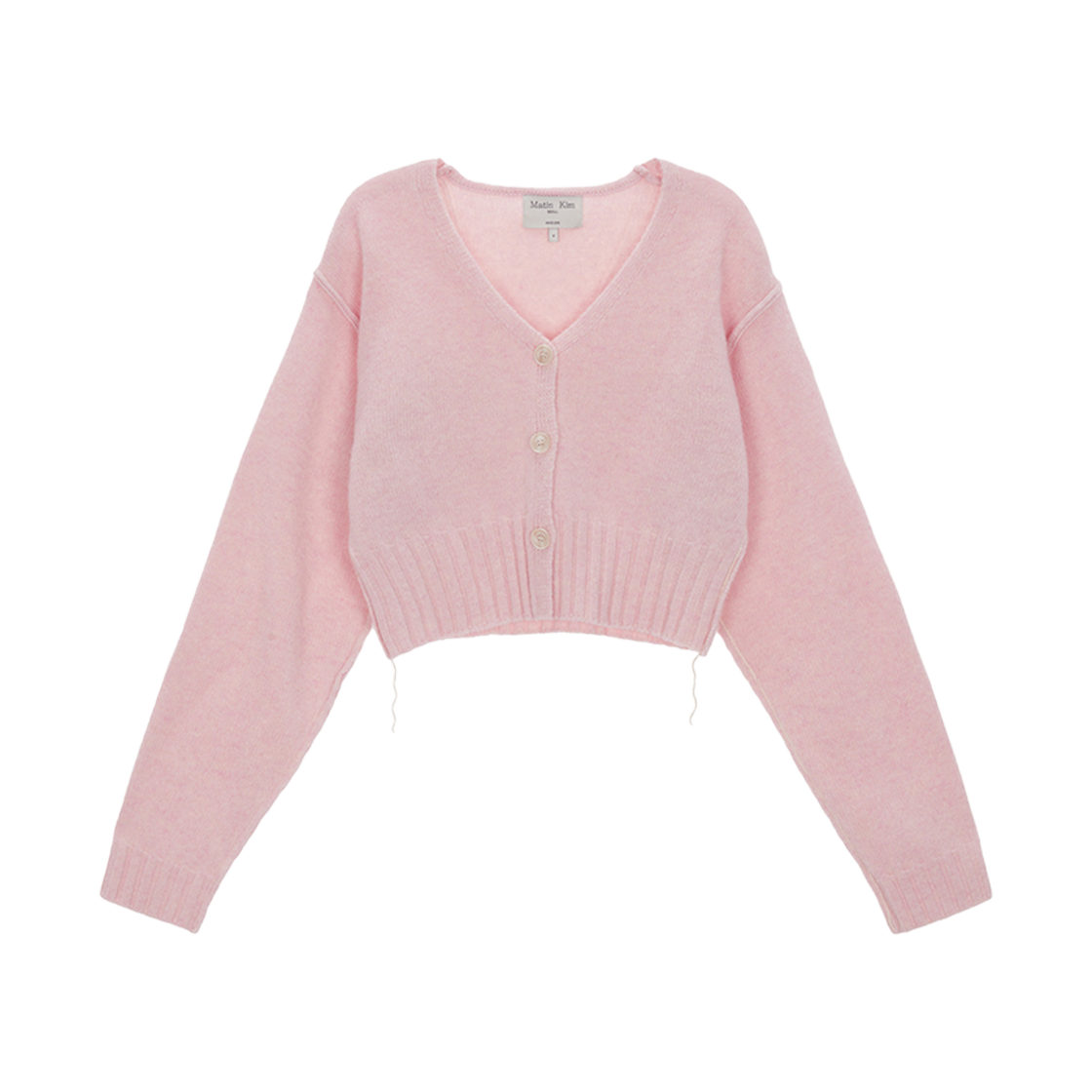 (W) 마뗑킴 마뗑 스티치 포인트 크롭 가디건 라이트 핑크((W) Matin Kim Matin Stitch Point Crop Cardigan Light Pink) - 1