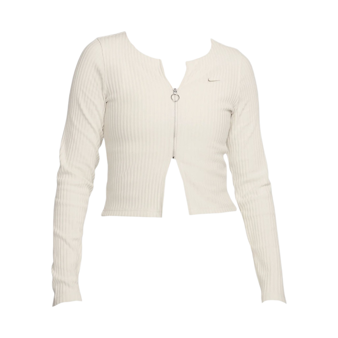(W) 나이키 NSW 칠 니트 슬림 풀 집 립드 가디건 라이트 오어우드 브라운 - 아시아