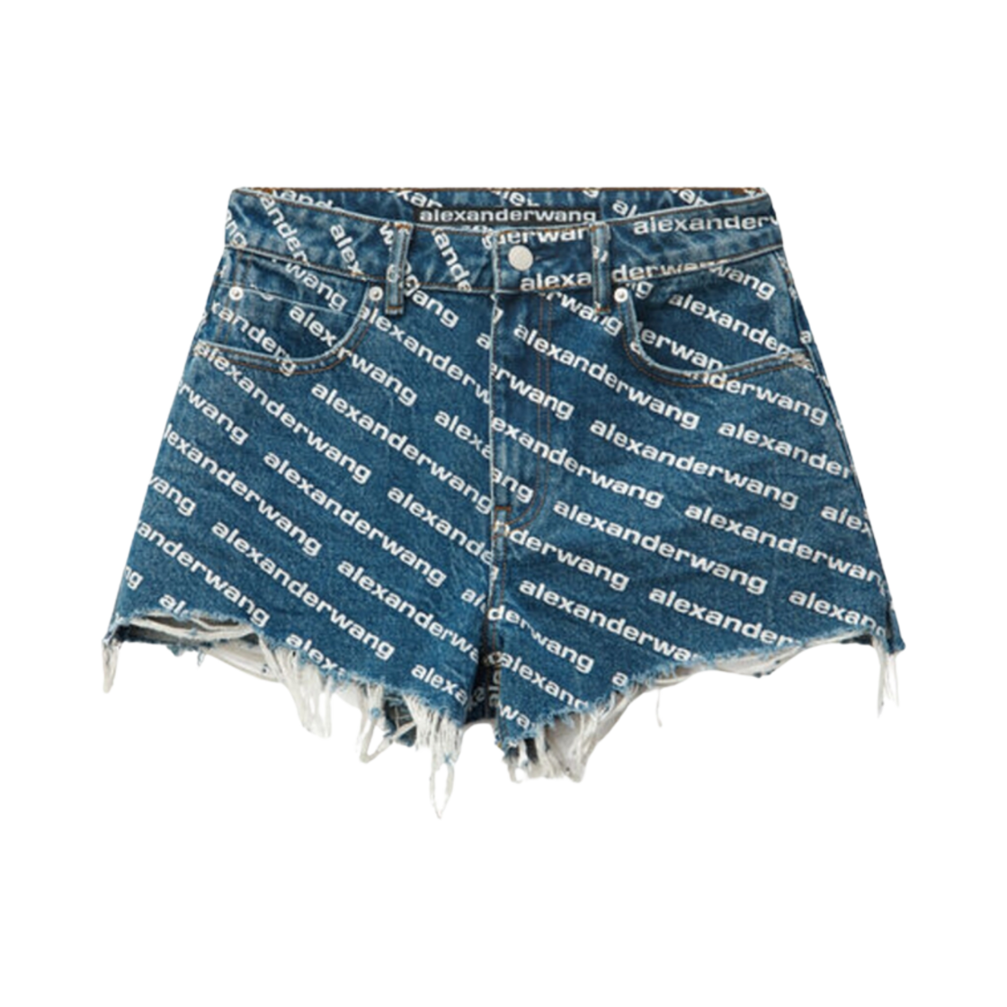 (W) 알렉산더 왕 바이트 로고 쇼츠 딥 블루 데님((W) Alexander Wang Bite Logo Shorts in Deep Blue Denim)