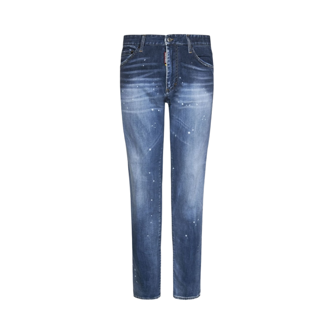 S74LB1277S30789470 Dsquared2 Paint Splatter Print Straight Jeans Blue