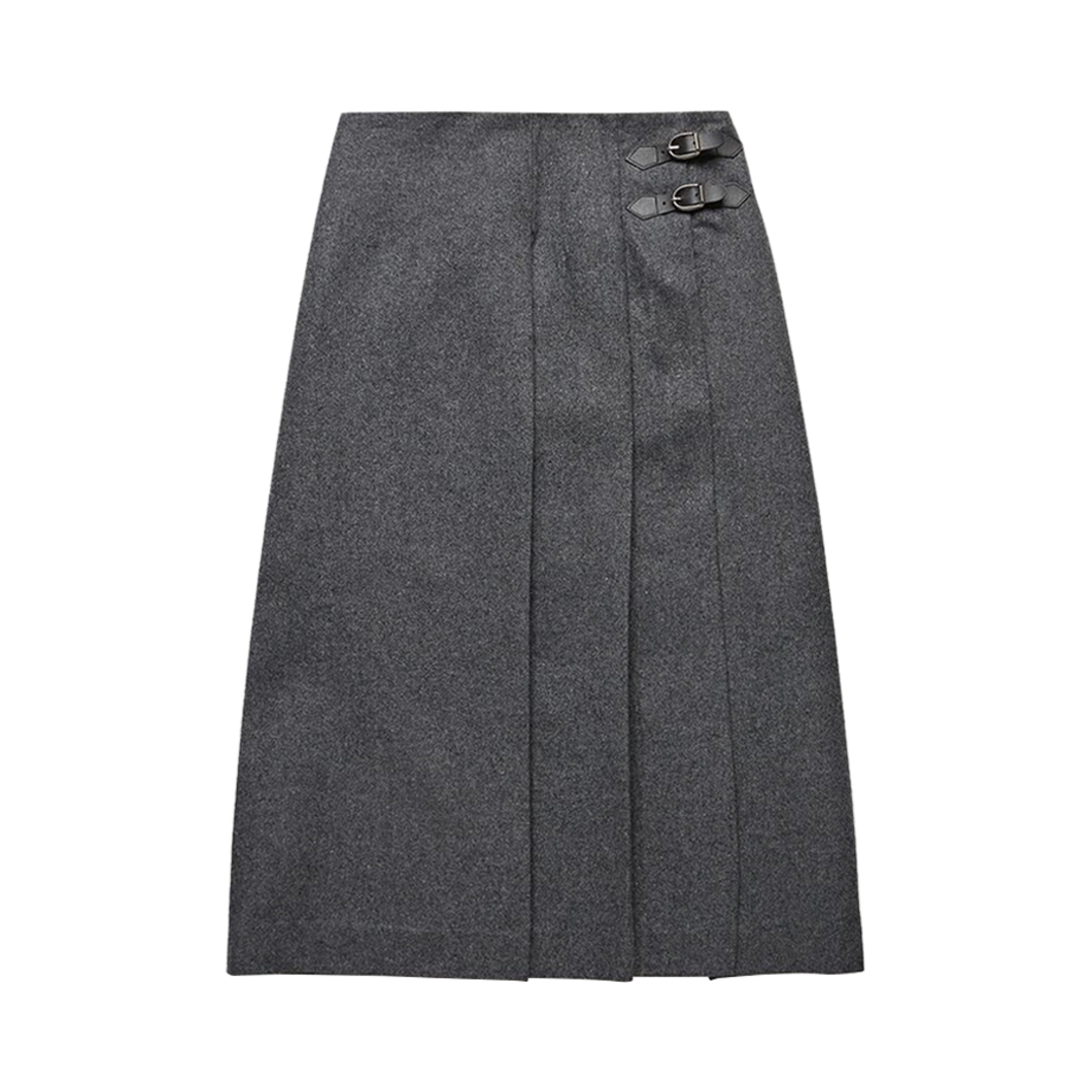 (W) 던스트 벨티드 플리츠 롱 스커트 멜란지 그레이((W) Dunst Belted Pleats Long Skirt Melange Grey) - 1