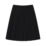 (W) Covernat Pleats Mid Skirt Black