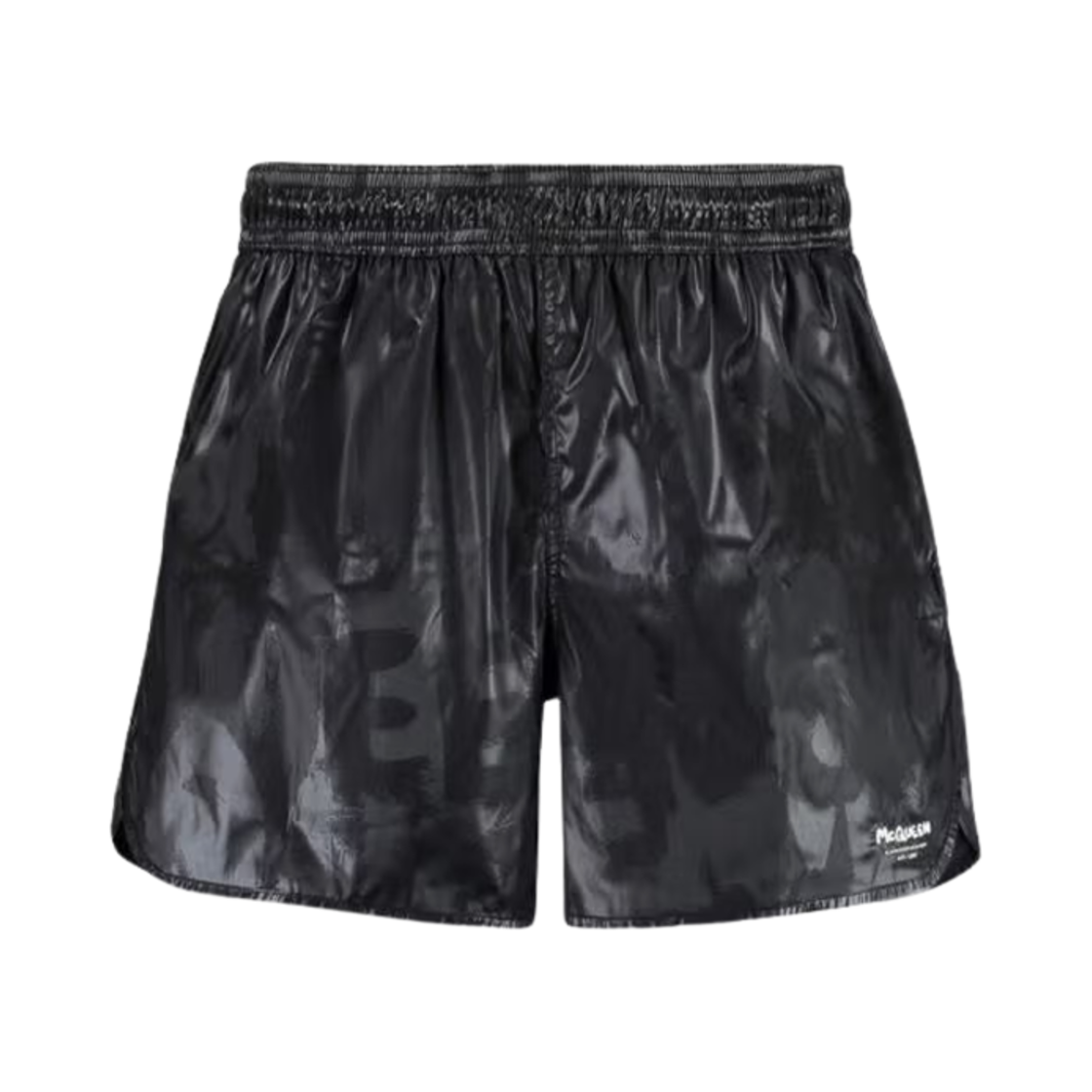 7509894423Q1078 Alexander McQueen Logo Embroidered Graffiti Shorts Black