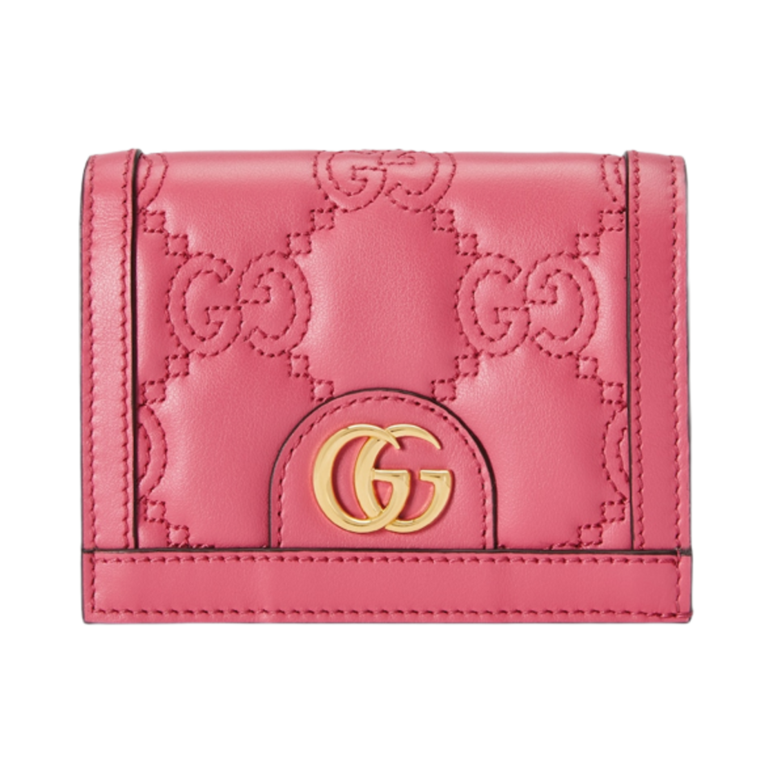 723786-UM8IG-6627 Gucci GG Matelasse Card Case Wallet Pink Leather