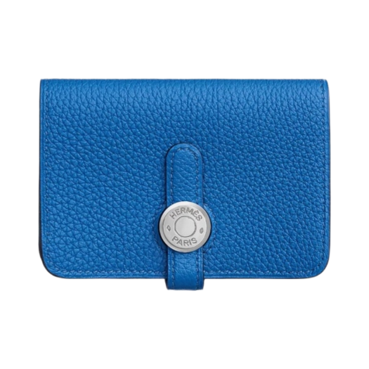 Hermes Dogon Card Holder Togo & Palladium Bleu Hydra