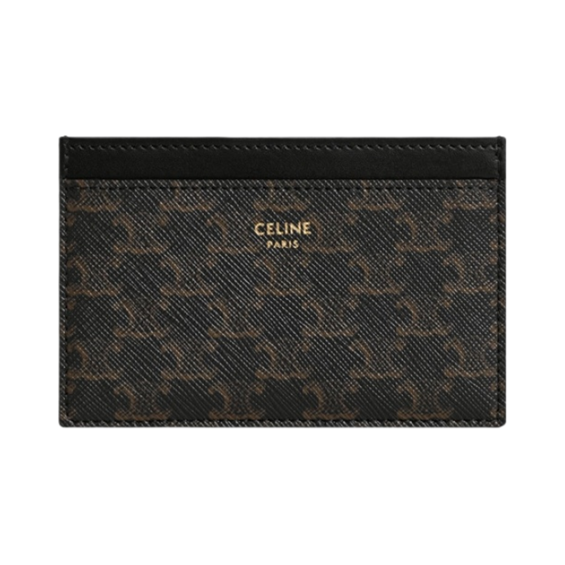 10B702BQ4-38NO Celine Card Holder in Triomphe Canvas and Calfskin Black