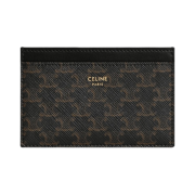 Celine Card Holder in Triomphe Canvas and Calfskin Black