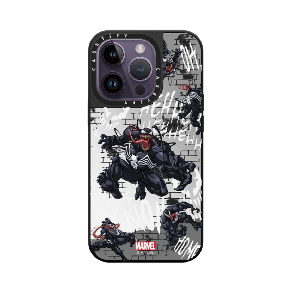 케이스티파이 x 마블 아이폰 베놈 패턴 맥세이프 미러 케이스 실버 미러 블랙 범퍼(Casetify x Marvel iPhone Venom Pattern Magsafe Mirror Case Silver Mirror Black Bumper) - 2