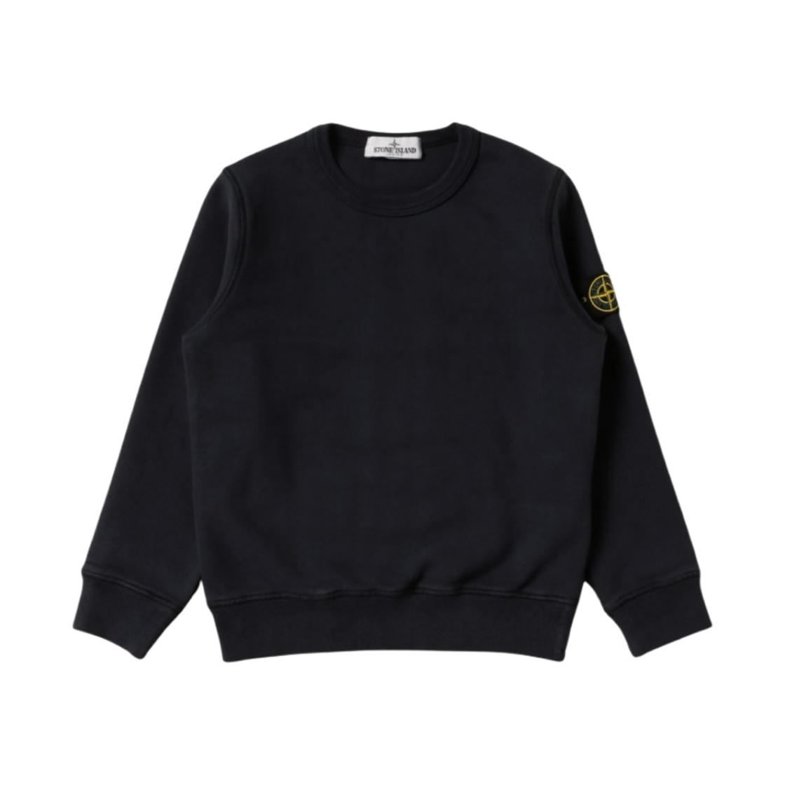 761661340-V0020 (Kids) Stone Island 61340 Cotton Fleece Crewneck Sweatshirt Navy Blue - 22SS