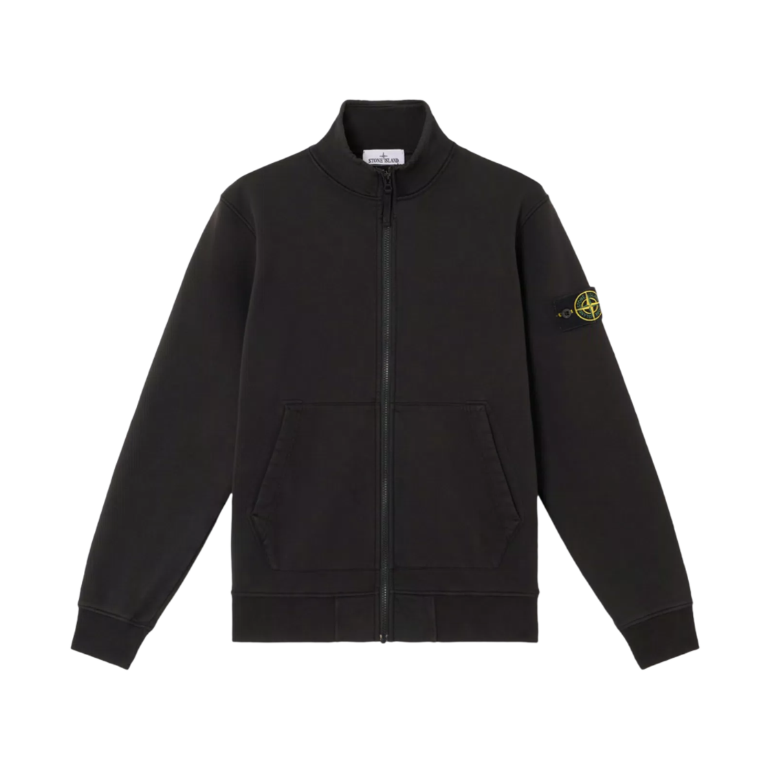 K1S1561006-43S0051-V0029 Stone Island 6100643 Organic Cotton Fleece Sweatshirt with Patch Pockets and Zipper Black - 25SS
