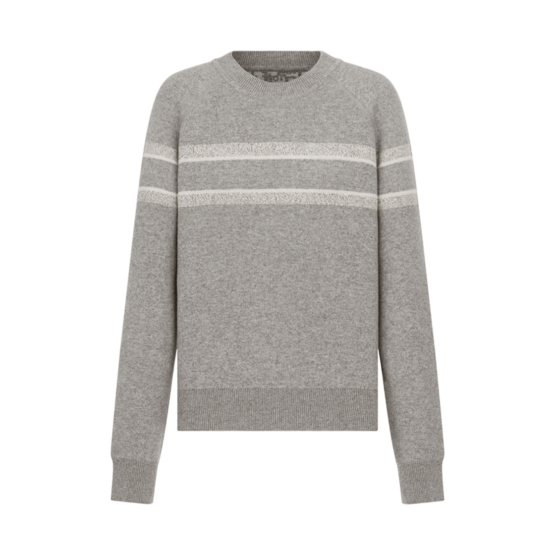 054S55AM055-X8270 (W) Dior Reversible Crew-Neck Sweater Gray Double Sided Technical Cashmere Oblique Motif