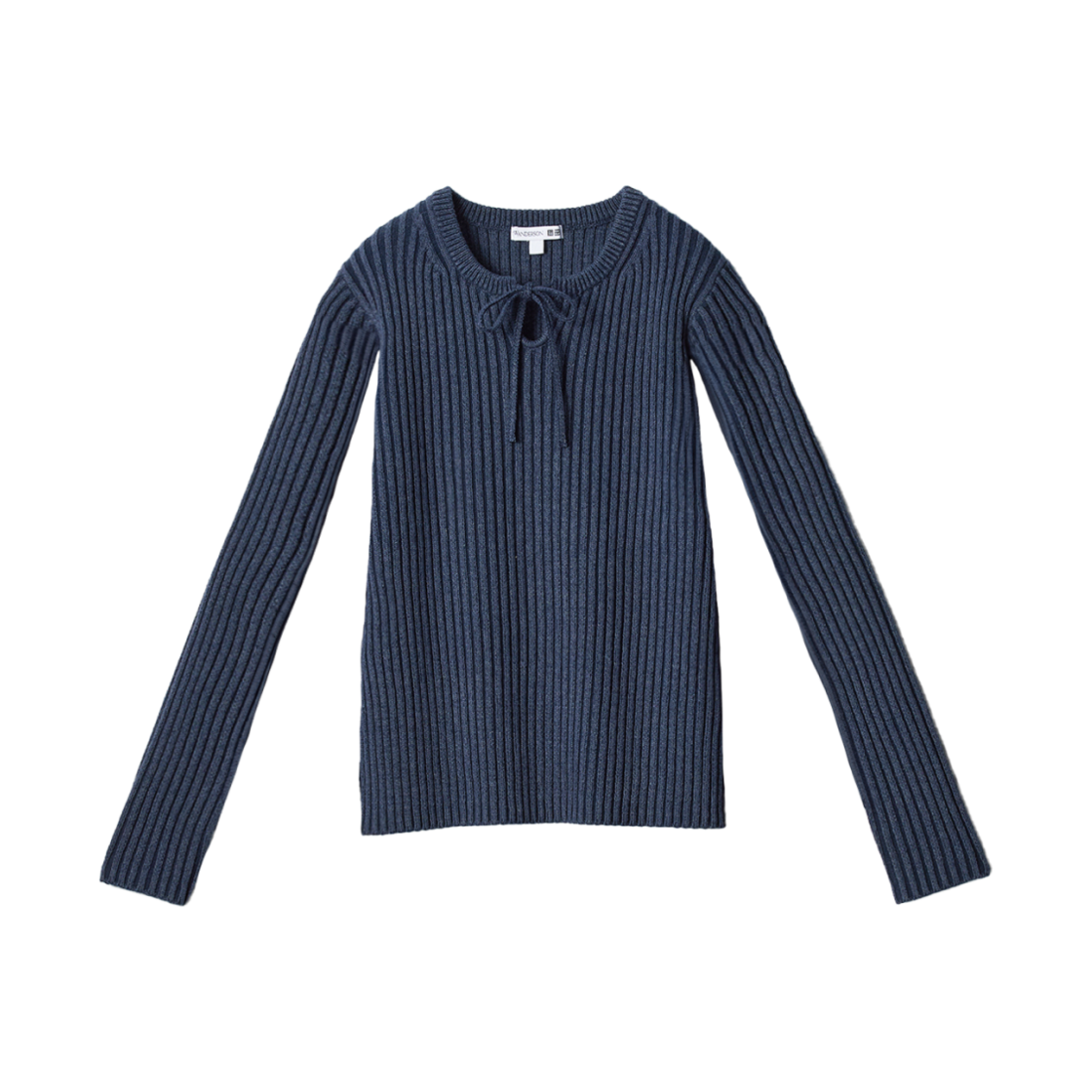 (W) 유니클로 x JW 앤더슨 립 타이 넥 스웨터 블루 - KR((W) Uniqlo x JW Anderson Rib Tie Neck Sweater Blue - KR)