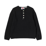 N ARCHIVE Archive Heavy Weight Cotton Damage Detail Henry Neck Knit Black