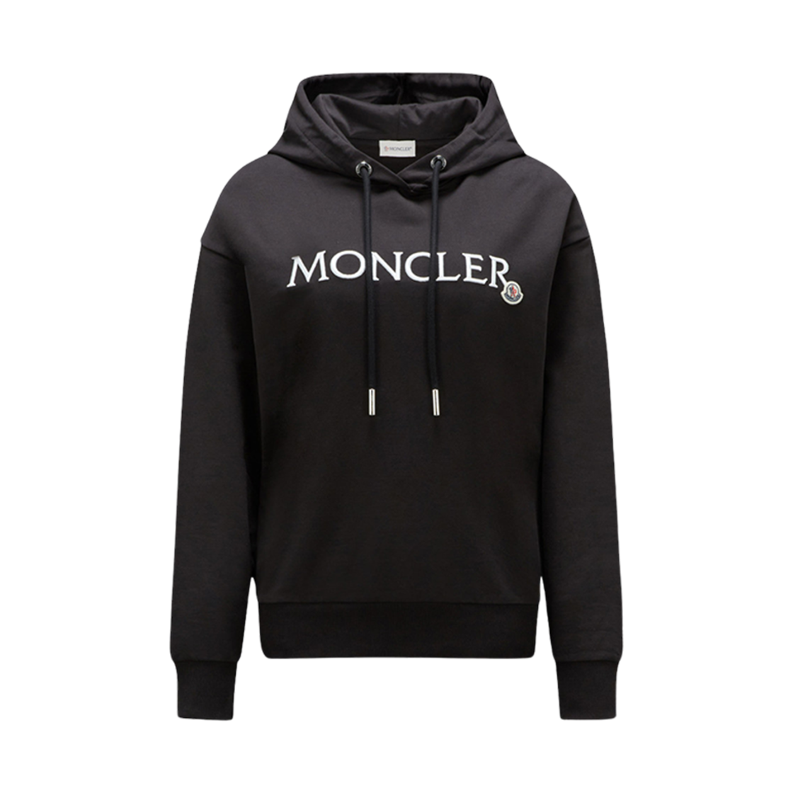 (W) 몽클레르 자수 로고 후드 블랙 - 24SS((W) Moncler Embroidered Logo Hoodie Black - 24SS) - 1