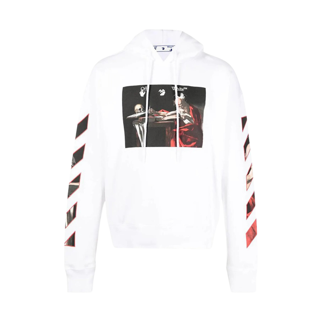 OMBB037R21FLE0020125 Off-White Caravaggio Print Hoodie White