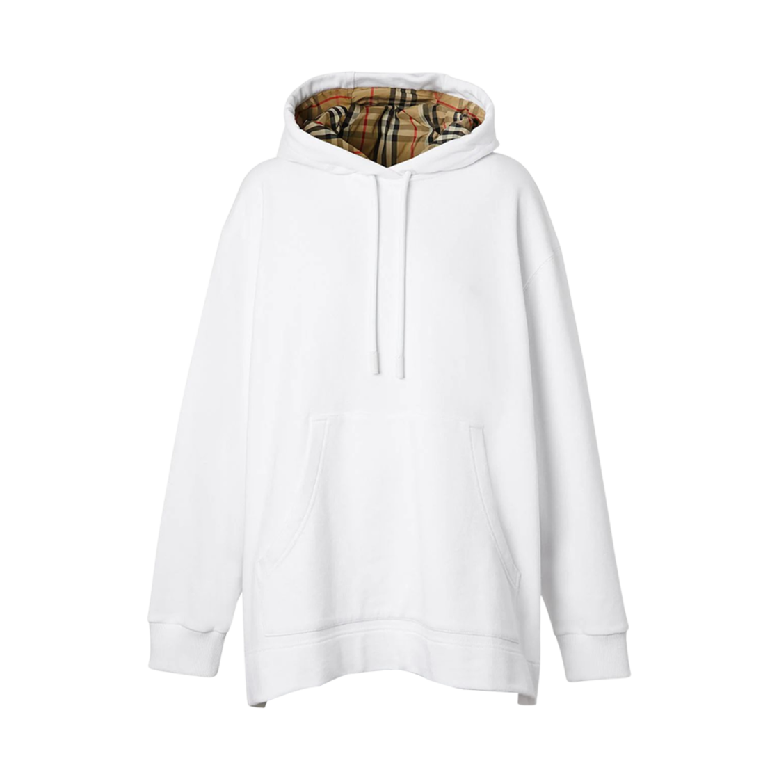 8035860 Burberry Check Detail Oversized Hoodie White