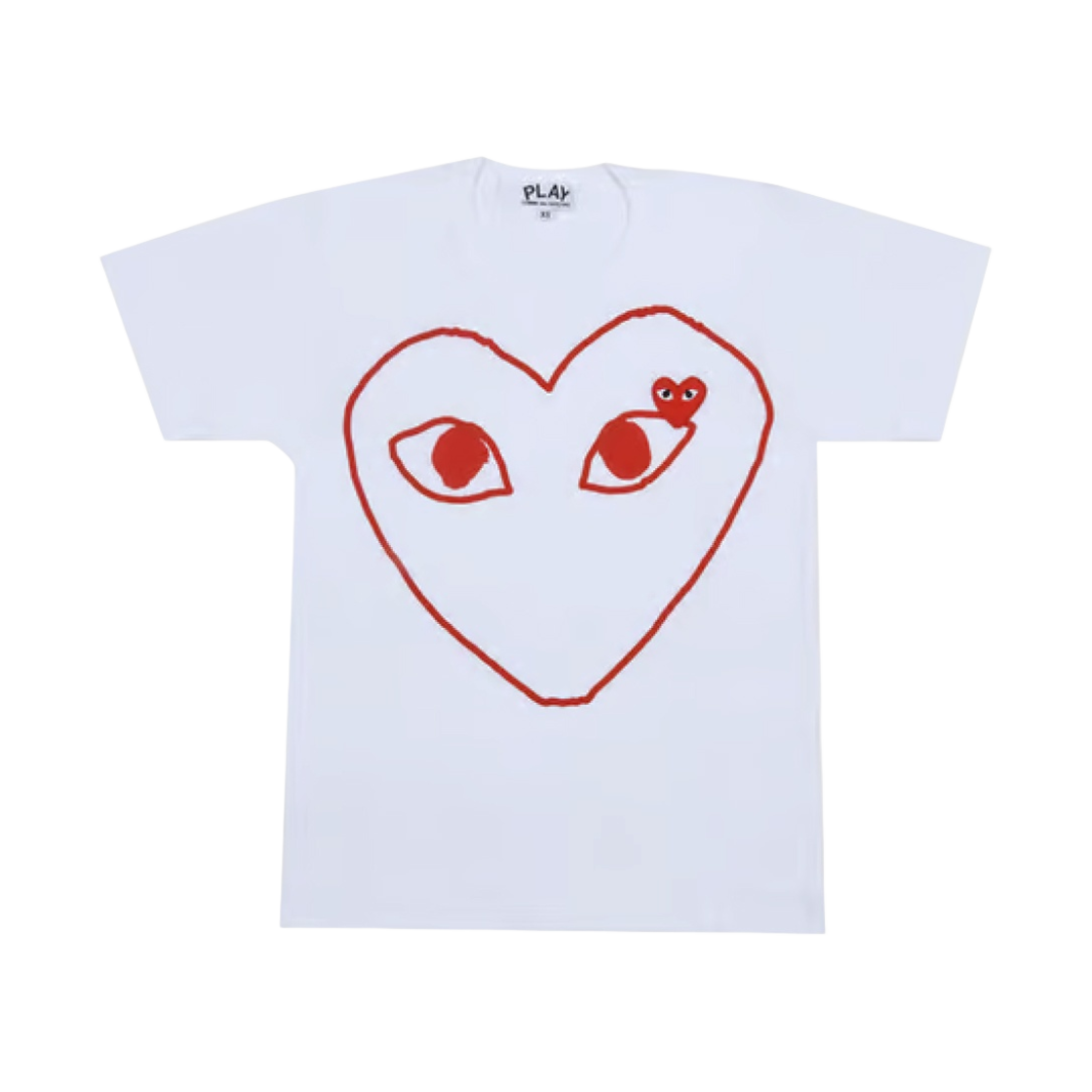 플레이 꼼데가르송 더블 하트 코튼 스트레이트 티셔츠 화이트(Play Comme des Garcons Double Heart Cotton Straight T-Shirt White)