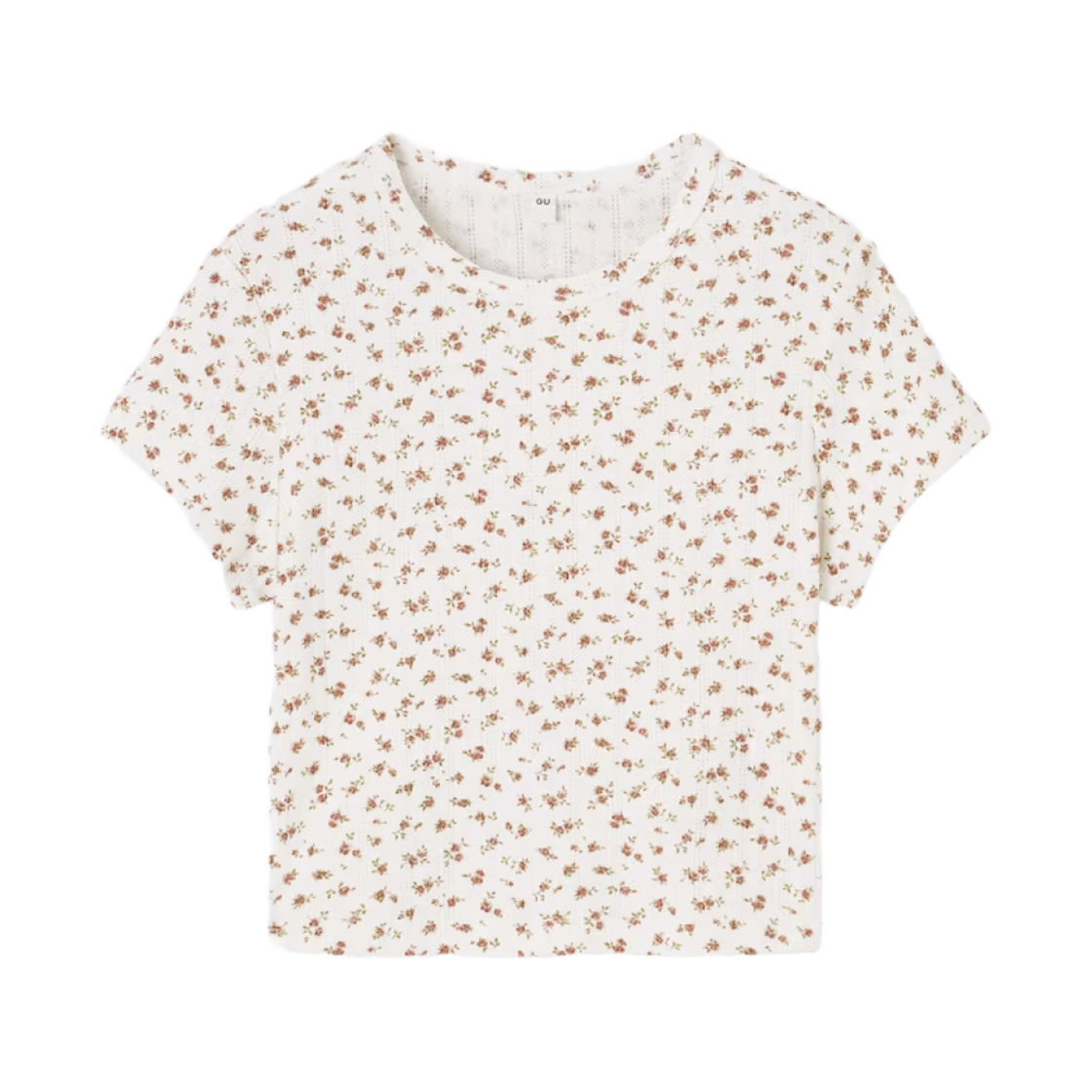 356765-01 (W) GU Pointer Flower Print T-Shirt Off White - JP