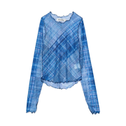 Gyeong Check Mesh Top Blue Check
