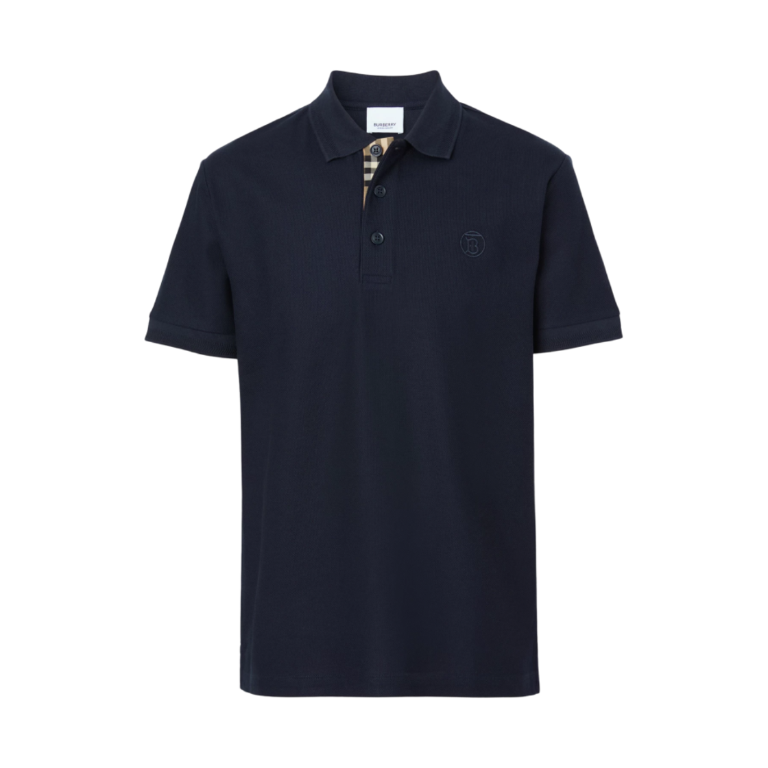 버버리 모노그램 모티프 코튼 피케 폴로 셔츠 콜 블루(Burberry Monogram Motif Cotton Pique Polo Shirt Coal Blue)