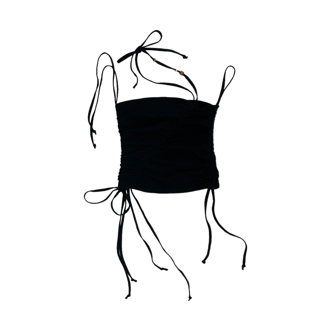 루바티 셔링 스트랩 튜브 탑 블랙(Rubati Shirring Strap Tube Top Black)