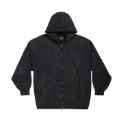 Balenciaga Paris Zip-Up Hoodie Small Fit Black Faded