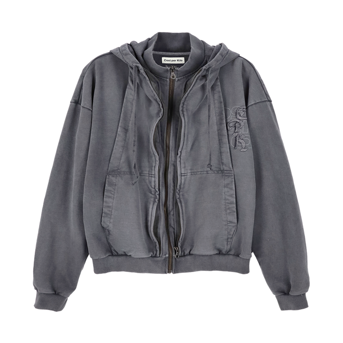 CK24AMSW04GR Cost Per Kilo Double Zip Hoodie Grey