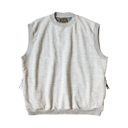 Kapital Top Fleece x Yabane Quilt 2 Tone Big Vest Gray Indigo