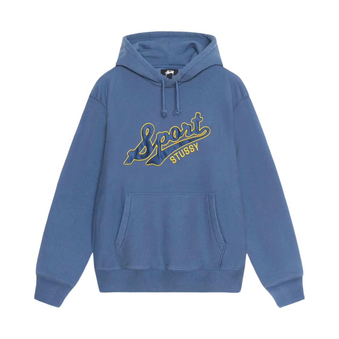 스투시 사틴 패치 오버사이즈 후드 블루