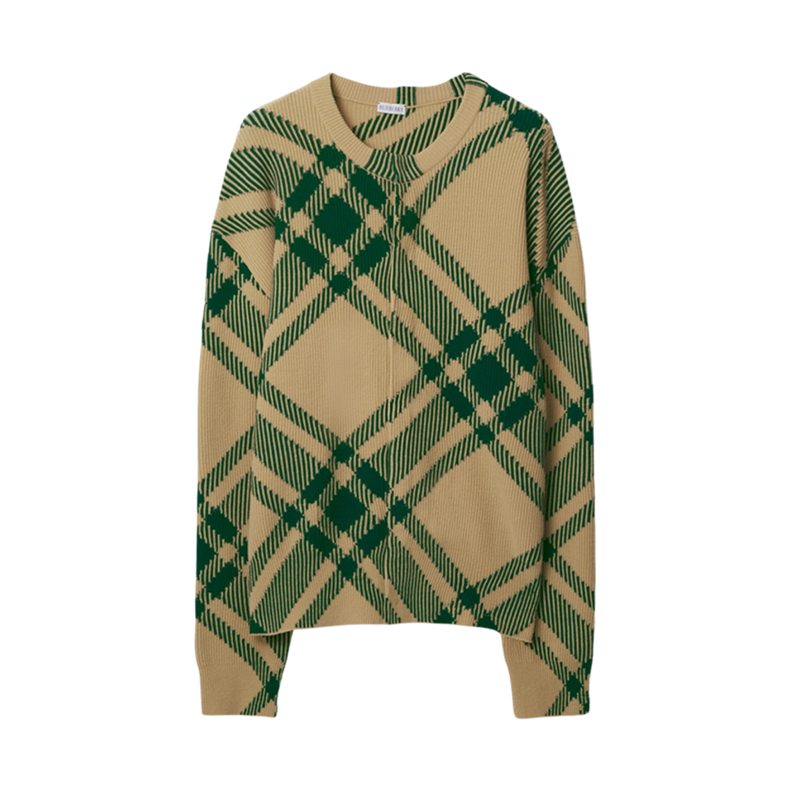 버버리 체크 울 블렌드 가디건 플렉스(Burberry Check Wool Blend Cardigan Flax)