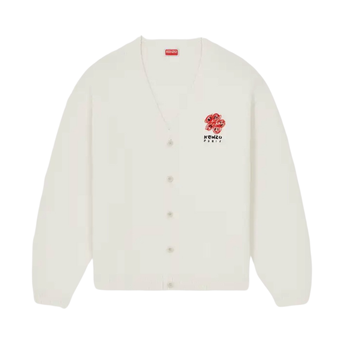 겐조 드로운 바시티 자수 가디건 오프 화이트(Kenzo Drawn Varsity Embroidered Cardigan Off White)