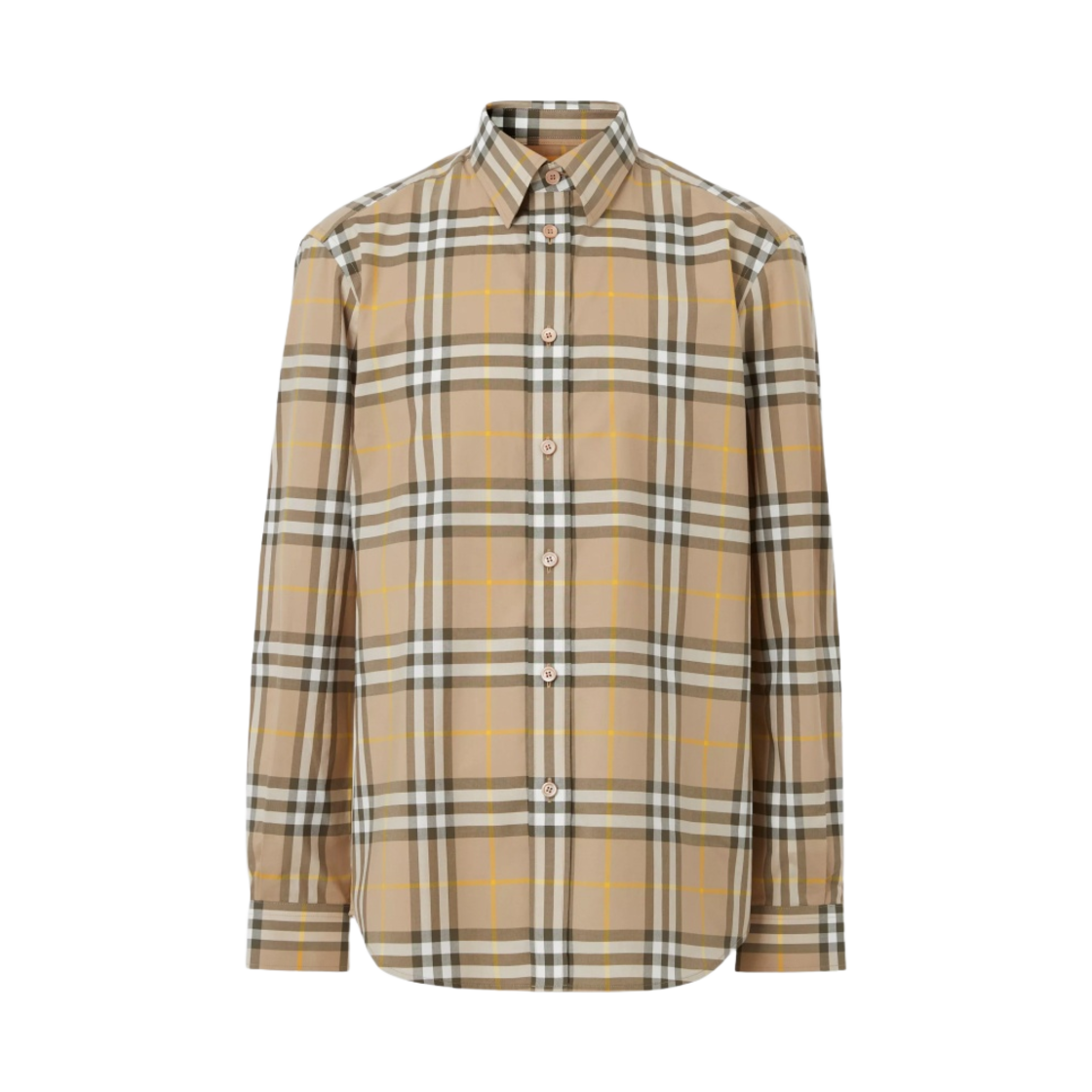 버버리 체크 코튼 셔츠 트러플