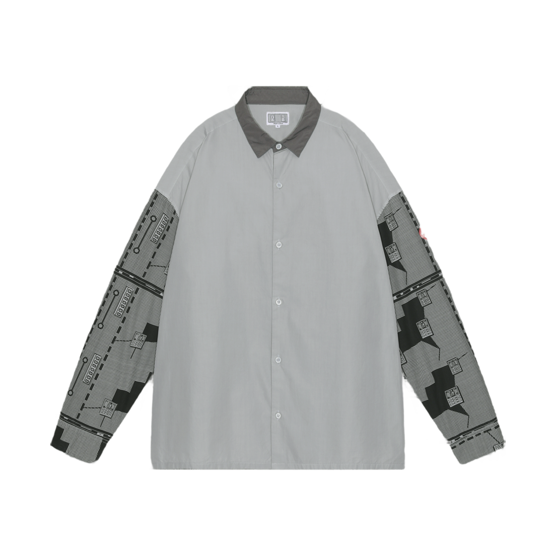 카브엠트 오버다이 그리드 슬리브 빅 셔츠 그레이 - 24FW(Cav Empt Overdye Grid Sleeve Big Shirt Grey - 24FW) - 1