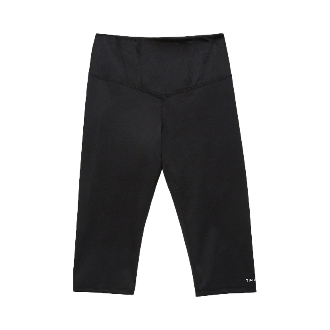 유지 로고 프린트 7부 바지 블랙(YUJI Logo Printed Capri Pants Black)