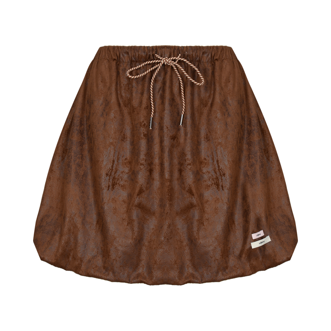 lr24fw35 Leterie Suede Shirred Balloon Skirt Brown