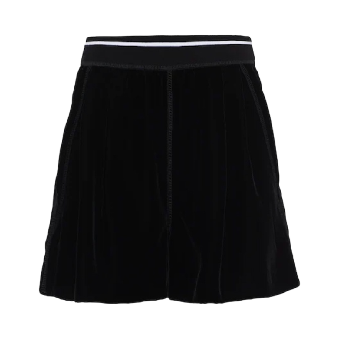 (W) 미우 미우 벨벳 버뮤다 쇼츠 블랙((W) Miu Miu Velvet Bermuda Shorts Black) - 1