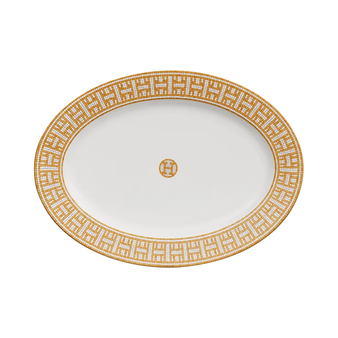 에르메스 모자이크 오 24 스몰 오발 플래터 골드 (1개입)(Hermes Mosaique Au 24 Small Oval Platter Gold (1 Platter)) - 1