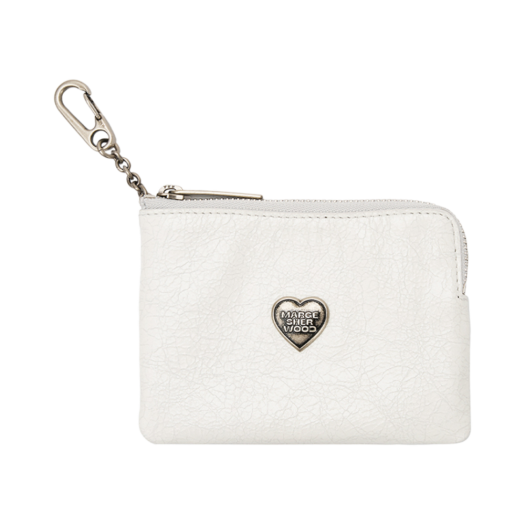 EE000111_OWCR Margesherwood Heart Zipper Wallet Silver Logo Off White Cracked