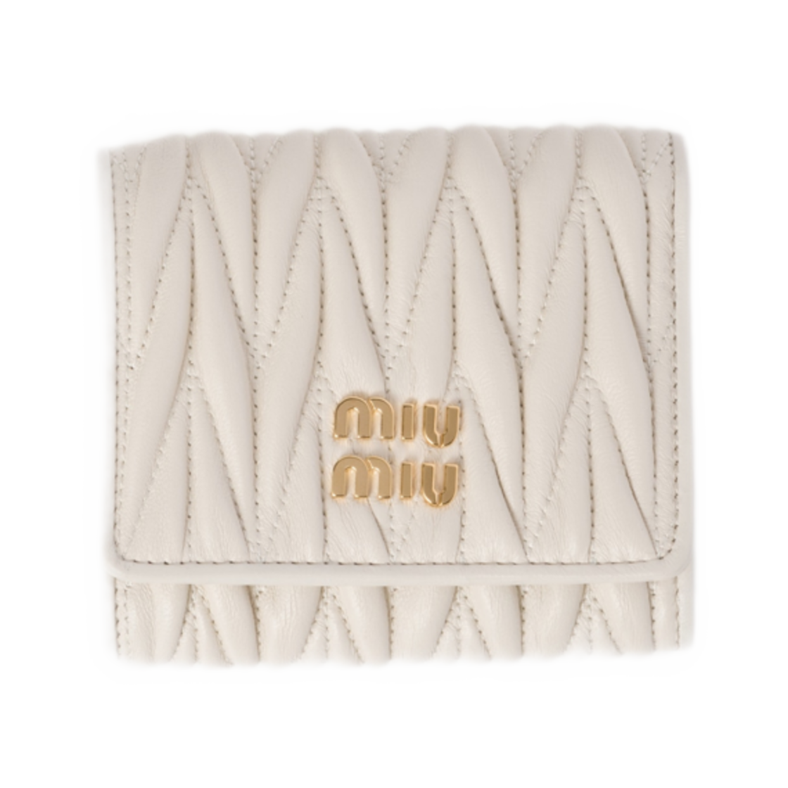 5MH033-AFPP-F0009 Miu Miu Small Matelasse Nappa Leather Wallet White