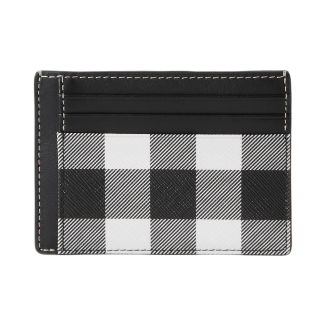 8065161 Burberry Check and Leather Money Clip Card Case Dark Birch Brown