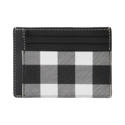 Burberry Check and Leather Money Clip Card Case Dark Birch Brown
