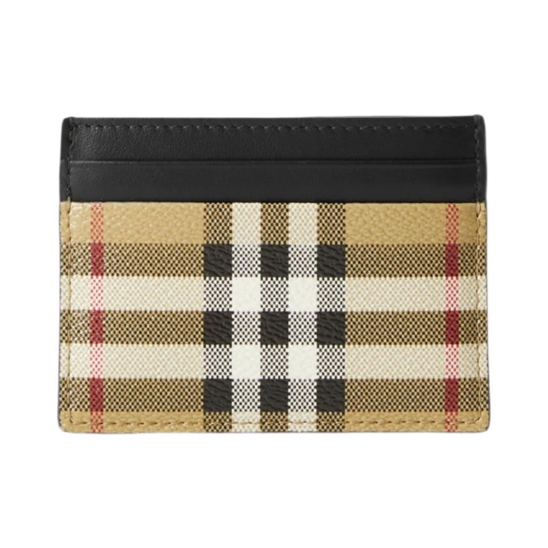 8069822 Burberry Check and Leather Card Case Archive Beige
