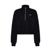 (W) Nike NSW Phoenix Fleece Half Zip Cropped Sweatshirt Black - Asia