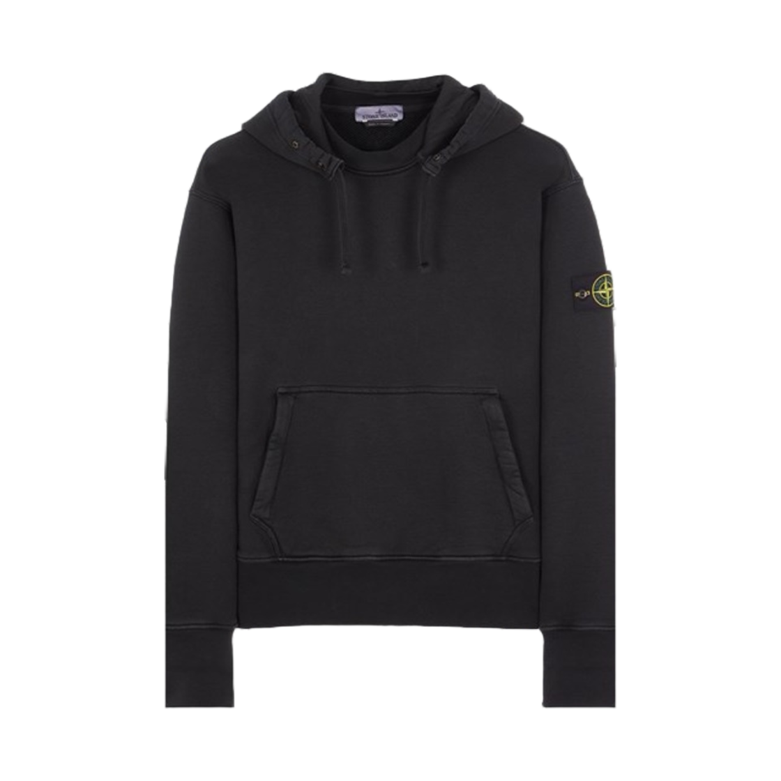 791566455-V0129 Stone Island 66455 Heavy Textured Fleece Garment Dyed Hooded Sweatshirt Black - 23FW